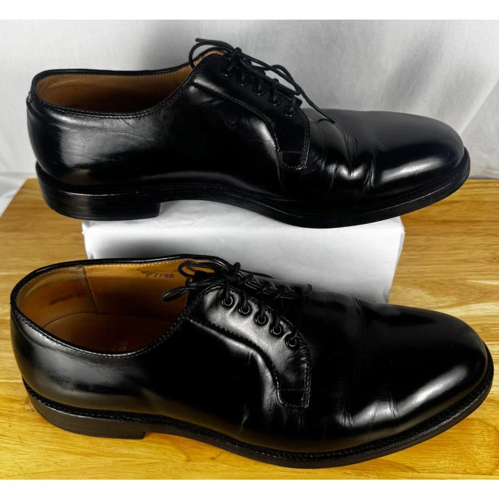 Brooks Brothers Vintage Plain Toe Blucher Mens 11.5 D Lace Up Classic Black